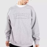 Thrasher Crew Shadow Mag Logo Heather Gray